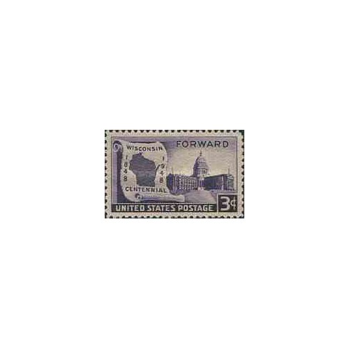 1 عدد تمبر صدمین سال تاسیس ایالت ویسکانسن - آمریکا 1948