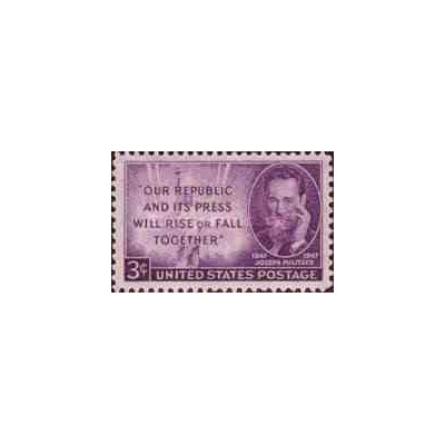 1 عدد تمبر جوزف پولیتزر - روزنامه نگار و بنیانگذار جایزه ادبی پولیتزر - آمریکا 1947
