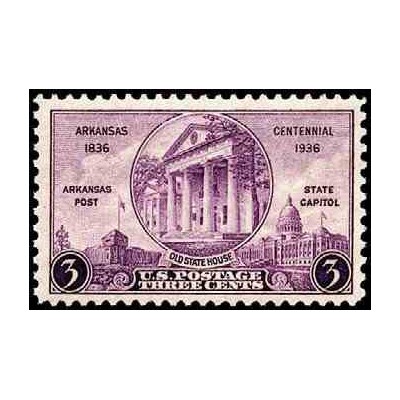 1 عدد تمبر صدمین سال تاسیس ایالت آرکانزاس - آمریکا 1936