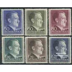 6 عدد تمبر سری پستی آدولف هیتلر - لهستان تحت اشغال آلمان - لهستان 1942 - دولت مرکزی آلمان 1942