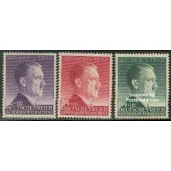 3 عدد تمبر  پنجاه و چهارمین سالگرد تولد هیتلر - دولت مرکزی آلمان 1943