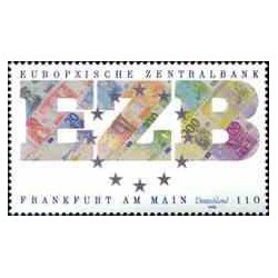 1 عدد تمبر تاسیس بانک مرکزی اروپا در فرانکفورت - جمهوری فدرال آلمان 1998