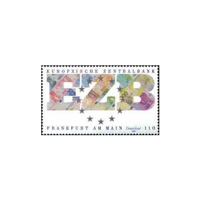 1 عدد تمبر تاسیس بانک مرکزی اروپا در فرانکفورت - جمهوری فدرال آلمان 1998