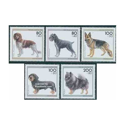 5 عدد تمبر سگها - جمهوری فدرال آلمان 1995