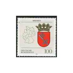 1 عدد تمبر نماد ایالت برمن - جمهوری فدرال آلمان 1992