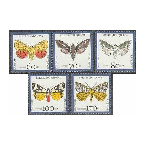 5 عدد تمبر جوانان - پروانه ها  - جمهوری فدرال آلمان 1992 قیمت 11 دلار
