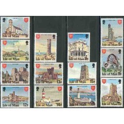 13 عدد تمبر سری پستی - بناها  - جزیره من 1978