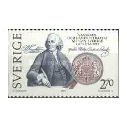 1 عدد تمبر عهدنامه ایالات متحده - تمبر مشترک با آمریکا - سوئد 1983