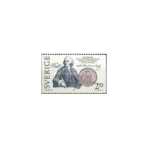 1 عدد تمبر عهدنامه ایالات متحده - تمبر مشترک با آمریکا - سوئد 1983