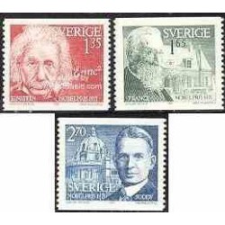3 عدد تمبر برندگان جایزه نوبل 1921 - سوئد 1981