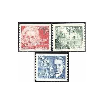 3 عدد تمبر برندگان جایزه نوبل 1921 - سوئد 1981