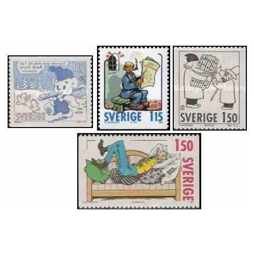 4 عدد تمبر کمیک استریپ سوئدی - سوئد 1980