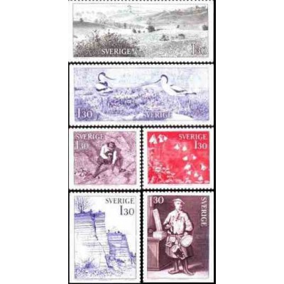 6 عدد تمبر سفرهای کارل لینه - سوئد 1978