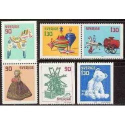 6 عدد تمبر  کریستمس - اسباب بازیهای قدیمی - سوئد 1978