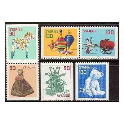 6 عدد تمبر  کریستمس - اسباب بازیهای قدیمی - سوئد 1978