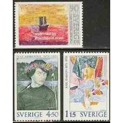 3 عدد تمبر تابلو نقاشی - اثر هنرمندان سوئدی - سوئد 1978