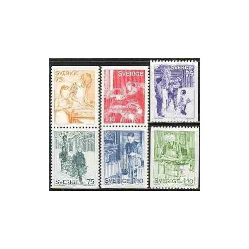 6 عدد تمبر کریستمس - سوئد 1977