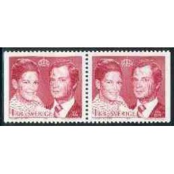 2 عدد تمبر ازدواج سلطنتی - سوئد 1976