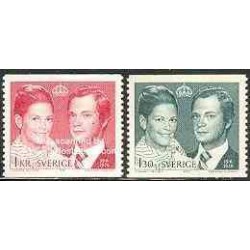 2 عدد تمبر ازدواج سلطنتی - سوئد 1976