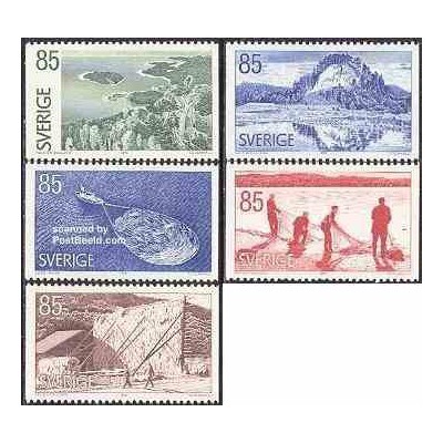 5 عدد تمبر توریسم - Angermanland - سوئد 1976