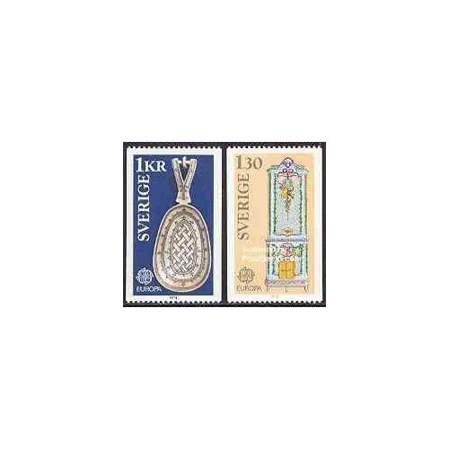 2 عدد تمبر مشترک اروپا - Europa Cept - صنایع دستی - سوئد 1976 2 عدد تمبر مشترک اروپا - Europa Cept - صنایع دستی - سوئد 1976