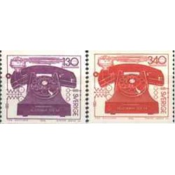 2 عدد تمبر یکصدمین سال تلفن - سوئد 1976