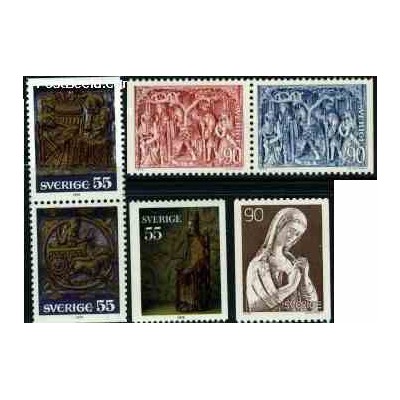 6 عدد تمبر کریستمس - سوئد 1975