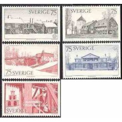 5 عدد تمبر میراث معماری اروپا - سوئد 1975