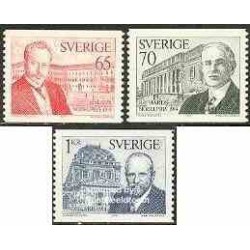3 عدد تمبر برندگان نوبل 1914 - سوئد 1974