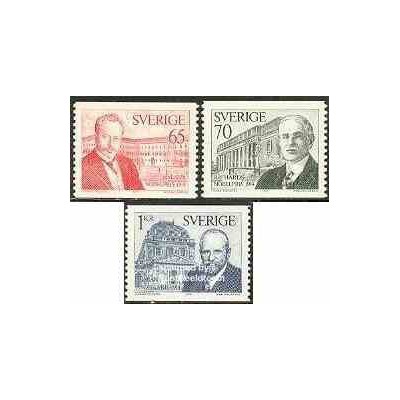 3 عدد تمبر برندگان نوبل 1914 - سوئد 1974