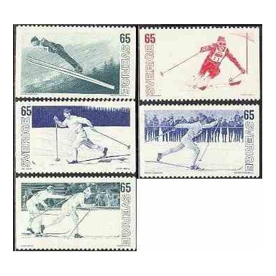 5 عدد تمبر اسکی - سوئد 1974