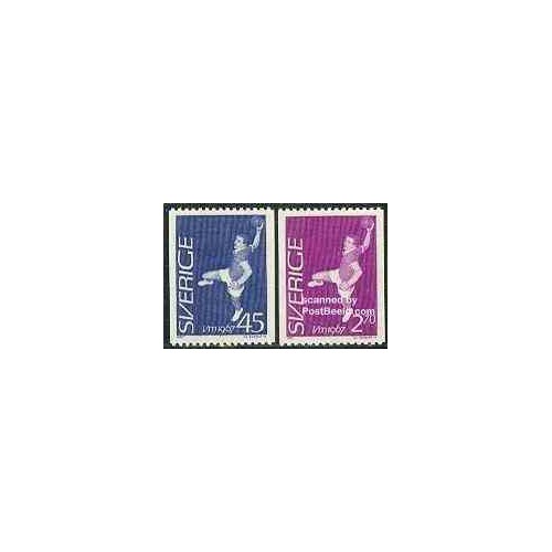 2 عدد تمبر هندبال - سوئد 1967