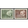 2 عدد تمبر برندگان جایزه نوبل 1903 - پی یر کوری، ماری کوری و ... - سوئد 1963