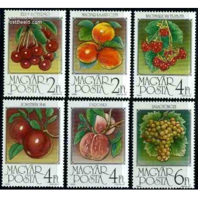6 عدد تمبر میوه ها - مجارستان 1986