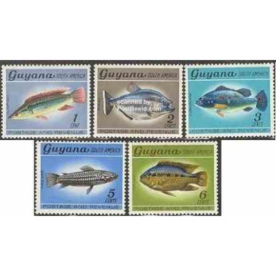 5 عدد تمبر ماهیها - گویانا 1968