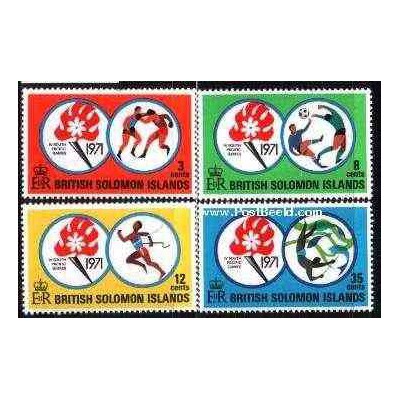 4 عدد تمبر مسابقات ورزشی اقیانوس آرام جنوبی  - جزائر سلیمان 1971