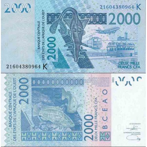 اسکناس 2000 فرانک - سری K - آفریقای غربی 2003 - سنگال 2003 سفارشی اسکناس 2000 فرانک - سری K - آفریقای غربی 2003 - سنگال 2003 سفارشی