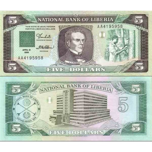 LIBERIA 1989 - 5 Dollars LIBERIA 1989 - 5 Dollars
