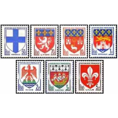7 عدد تمبر نشان های ملی - فرانسه 1958