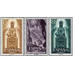 3 عدد  تمبر هفتاد و پنجمین سالگرد تاجگذاری بانوی مونتسرات - اسپانیا 1956