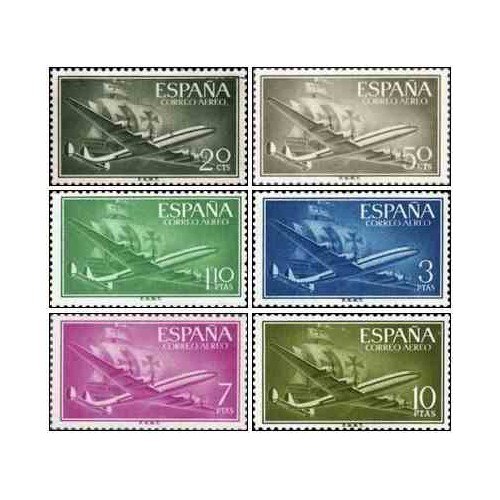 6 عدد  تمبر سری پستی - هوائی - اسپانیا 1956