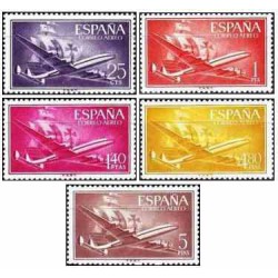 5 عدد  تمبر سری پستی - هوائی - اسپانیا 1955