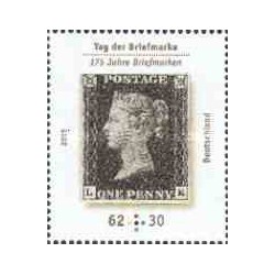 1 عدد  تمبر 175مین سالگرد اولین تمبر پستی جهان - یک پنی بلک - آلمان 2015 