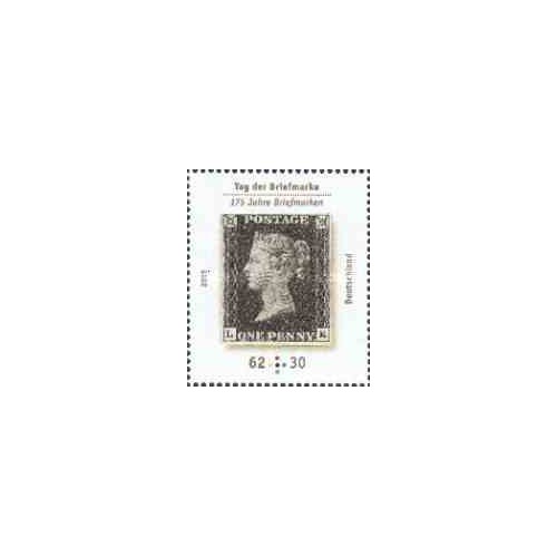 1 عدد  تمبر 175مین سالگرد اولین تمبر پستی جهان - یک پنی بلک - آلمان 2015 
