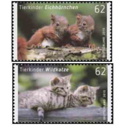 2 عدد  تمبر بچه حیوانات - آلمان 2015