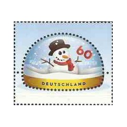 1 عدد  تمبر کریستمس - آدم برفی - آلمان 2014