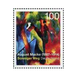 1 عدد  تمبر تابلو نقاشی - صدمین سالگرد مرگ آگوست مکه - آلمان 2014