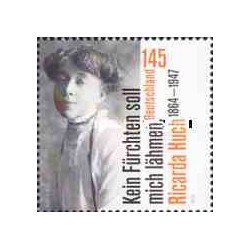 1 عدد  تمبر صد و پنجاهمین سالگرد تولد ریکاردا هاچ - مورخ و نویسنده - آلمان 2014