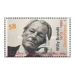 1 عدد  تمبر صدمین سالگرد تولد ویلی برانت - سیاستمدار - آلمان 2013