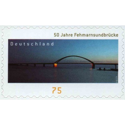 1 عدد  تمبر پنجاهمین سالگرد پل Fehmarnsund - خودچسب - آلمان 2013